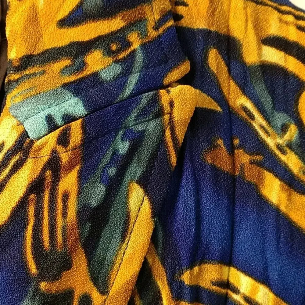 NWT Alberto Makali Blue & Gold Crinkle Blazer size Large